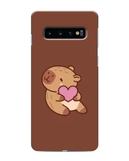 Чехол для Samsung Galaxy S10 с картинкой «Капибара с сердцем» Чехол для Samsung Galaxy S10 с картинкой «Капибара с сердцем»