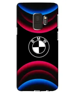 Чехол для Samsung Galaxy S9 (G960) с картинкой «Логотип BMW и неоновые дуги»