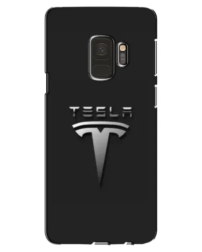 Чехол для Samsung Galaxy S9 (G960) с картинкой «Стальной логотип Tesla»