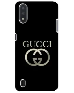 Чехол для Samsung Galaxy M01 Core (A013F) с картинкой «Gucci — золото на черном»