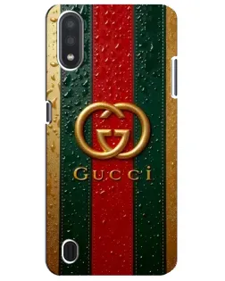 Чехол для Samsung Galaxy M01 Core (A013F) с картинкой «Gucci — фирменная полоса и золото»
