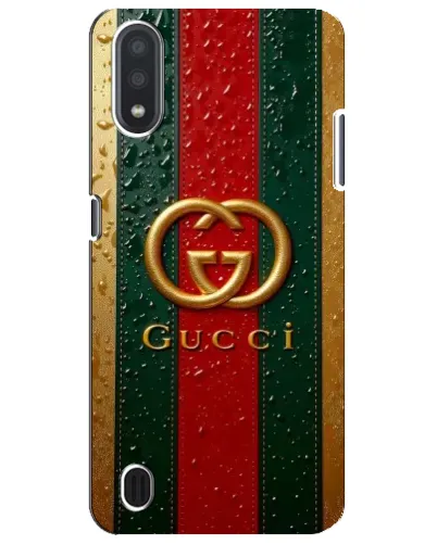 Чехол для Samsung Galaxy M01 Core (A013F) с картинкой «Gucci — фирменная полоса и золото» Чехол для Samsung Galaxy M01 Core (A013F) с картинкой «Gucci — фирменная полоса и золото»