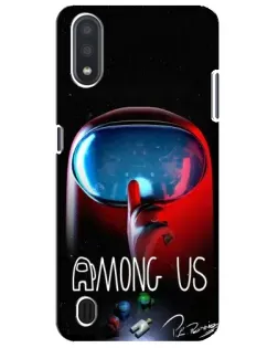 Чехол для Samsung Galaxy M01 Core (A013F) с картинкой «Красный импостер — макро»