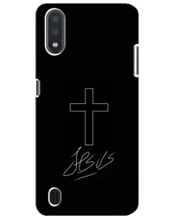 Чехол для Samsung Galaxy M01 Core (A013F) с картинкой «Графический крест Jesus»