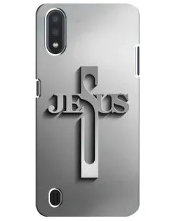 Чехол для Samsung Galaxy M01 Core (A013F) с картинкой «Металлический крест Jesus»