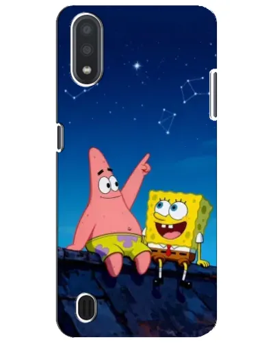Чехол для Samsung Galaxy M01 Core (A013F) с картинкой «Губка Боб и Патрик ночью»