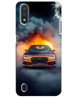 Чехол для Samsung Galaxy M01 Core (A013F) с картинкой «Audi в огненном дыму»