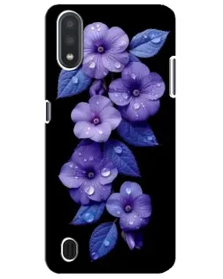Чехол для Samsung Galaxy M01 Core (A013F) с картинкой «Фиолетовые цветы с росою»