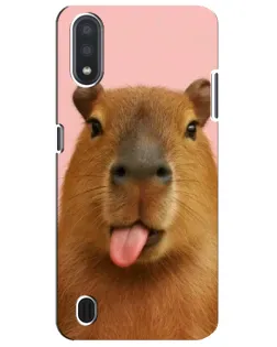 Чехол для Samsung Galaxy M01 Core (A013F) с картинкой «Капибара с языком»