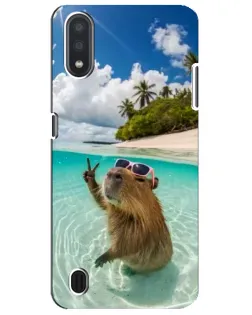 Чехол для Samsung Galaxy M01 Core (A013F) с картинкой «Капибара на море»