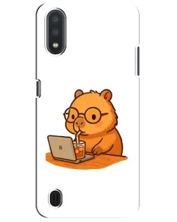 Чехол для Samsung Galaxy M01 Core (A013F) с картинкой «Капибара с ноутбуком»