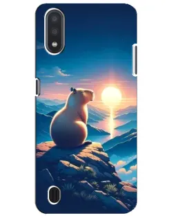 Чехол для Samsung Galaxy M01 Core (A013F) с картинкой «Закат солнца с капибарой»