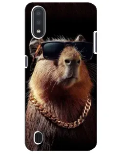Чехол для Samsung Galaxy M01 Core (A013F) с картинкой «Капибара золотая цепь»