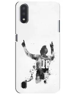 Чехол для Samsung Galaxy M01 Core (A013F) с картинкой «Черно-белый силуэт Месси»