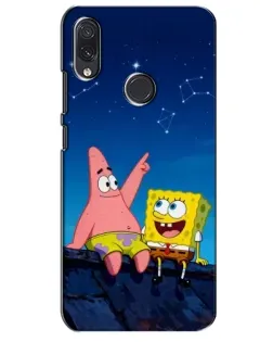 Чехол для Samsung Galaxy M10s с картинкой «Губка Боб и Патрик ночью»