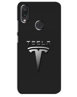 Чохол для Samsung Galaxy M10s з картинкою «Сталевий логотип Tesla»