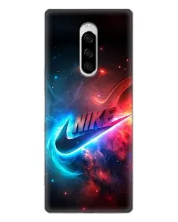 Чехол для Sony Xperia 1 с картинкой «Огненный логотип Nike»