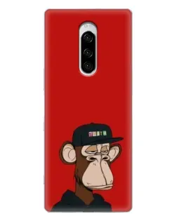 Чехол для Sony Xperia 1 с картинкой «Bored Ape — красный фон»