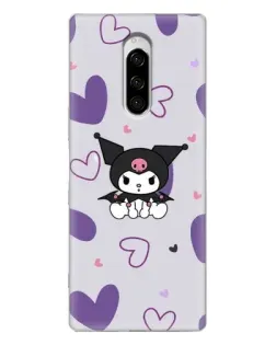 Чохол для Sony Xperia 1 з картинкою «Kuromi та лавандові серця»