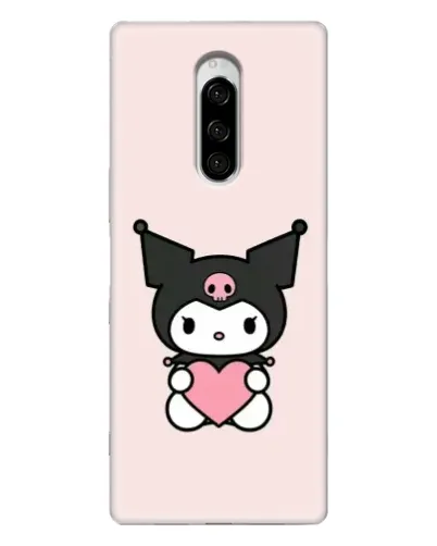 Чехол для Sony Xperia 1 с картинкой «Kuromi и сердце»