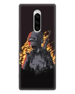 Чехол для Sony Xperia 1 с картинкой «PUBG — огненный силуэт»