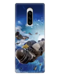 Чехол для Sony Xperia 1 с картинкой «Десант PUBG — прыжок»