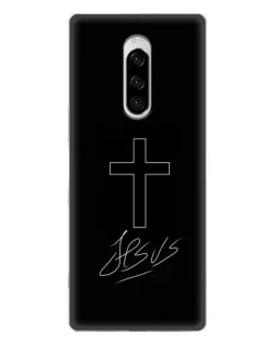 Чехол для Sony Xperia 1 с картинкой «Графический крест Jesus» Чехол для Sony Xperia 1 с картинкой «Графический крест Jesus»