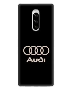 Чехол для Sony Xperia 1 с картинкой «Audi — золотой логотип»