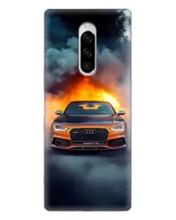 Чехол для Sony Xperia 1 с картинкой «Audi в огненном дыму»