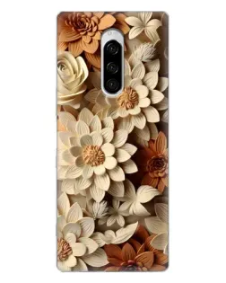 Чехол для Sony Xperia 1 с картинкой «Бежевый флористический декор»