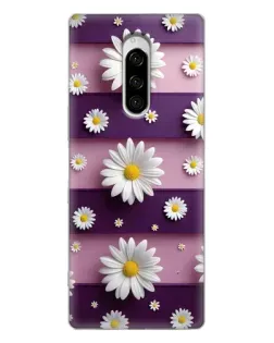 Чехол для Sony Xperia 1 с картинкой «Ромашки на фиолетовом»