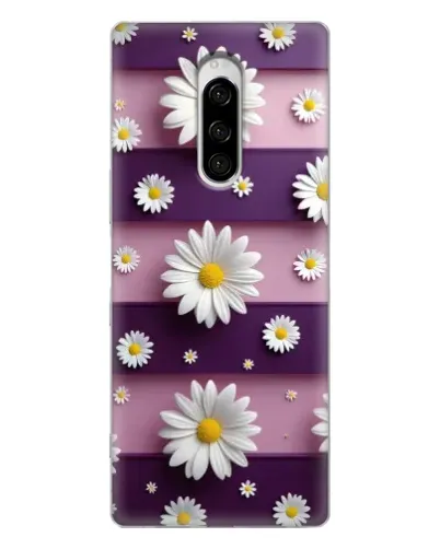 Чехол для Sony Xperia 1 с картинкой «Ромашки на фиолетовом»