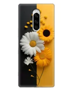 Чехол для Sony Xperia 1 с картинкой «Подсолнух и ромашка»