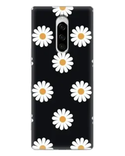 Чехол для Sony Xperia 1 с картинкой «Ромашки на черном»