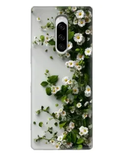 Чехол для Sony Xperia 1 с картинкой «Ветка мелких белых цветов»