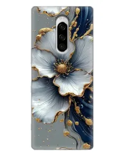 Чехол для Sony Xperia 1 с картинкой «Белый цветок и золотой флюид»