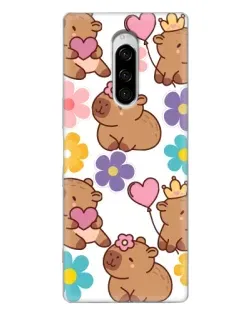 Чохол для Sony Xperia 1 з картинкою «Квітковий паттерн капібар» Чохол для Sony Xperia 1 з картинкою «Квітковий паттерн капібар»