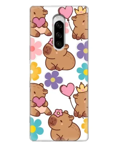 Чехол для Sony Xperia 1 с картинкой «Цветочный паттерн капибар» Чехол для Sony Xperia 1 с картинкой «Цветочный паттерн капибар»