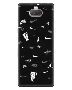 Чехол для Sony Xperia 10 с картинкой «Nike Black Pattern» Чехол для Sony Xperia 10 с картинкой «Nike Black Pattern»