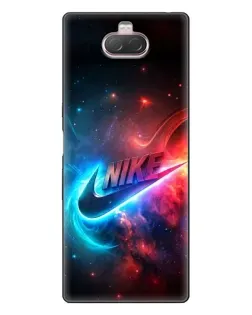 Чехол для Sony Xperia 10 с картинкой «Огненный логотип Nike»
