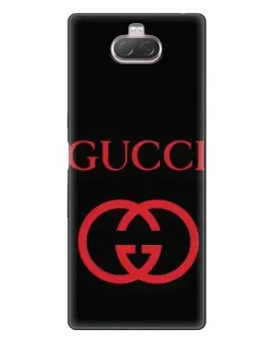 Чехол для Sony Xperia 10 с картинкой «Gucci — красный логотип»