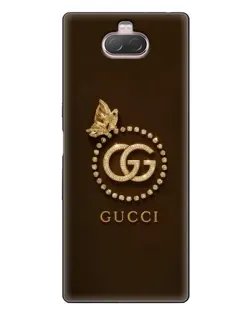 Чехол для Sony Xperia 10 с картинкой «Gucci — золотая бабочка»