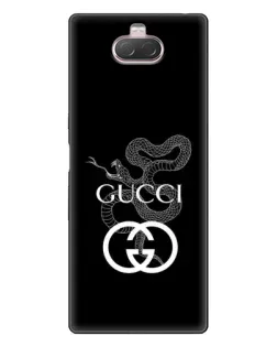 Чехол для Sony Xperia 10 с картинкой «Gucci — серебряная змея»
