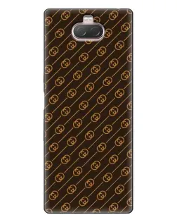 Чехол для Sony Xperia 10 с картинкой «Gucci — золотые диагонали»