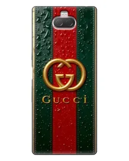 Чехол для Sony Xperia 10 с картинкой «Gucci — фирменная полоса и золото» Чехол для Sony Xperia 10 с картинкой «Gucci — фирменная полоса и золото»