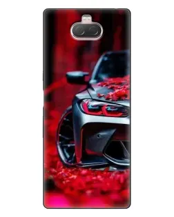 Чехол для Sony Xperia 10 с картинкой «Спортивная BMW и цветы»