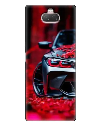 Чехол для Sony Xperia 10 с картинкой «Спортивная BMW и цветы»