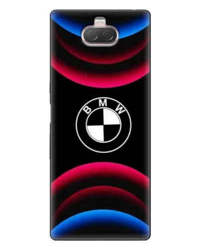 Чехол для Sony Xperia 10 с картинкой «Логотип BMW и неоновые дуги»
