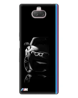 Чехол для Sony Xperia 10 с картинкой «Силуэт BMW в темноте»