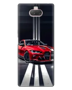 Чехол для Sony Xperia 10 с картинкой «Красная BMW на дороге»